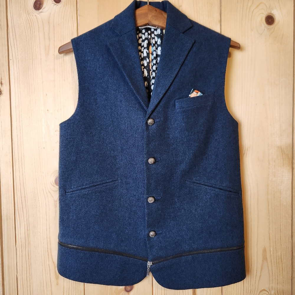 The Maroon Suit Custom Tailored Tweed Vest with Removable Zippered Hem